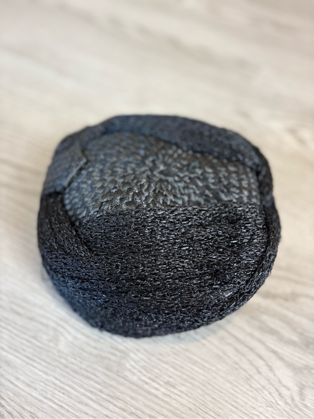 Vintage Sonni California Black Woven Straw Pillbox Hat